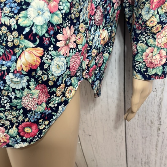 Vintage Conversation Pieces Floral Long Sleeve Ruffle Bodice Button Down Top - Picture 5 of 9